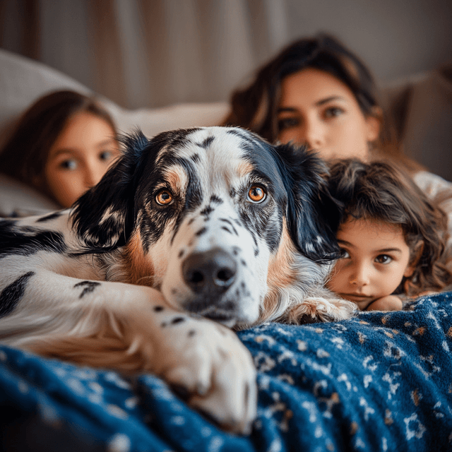 Happy family with pet